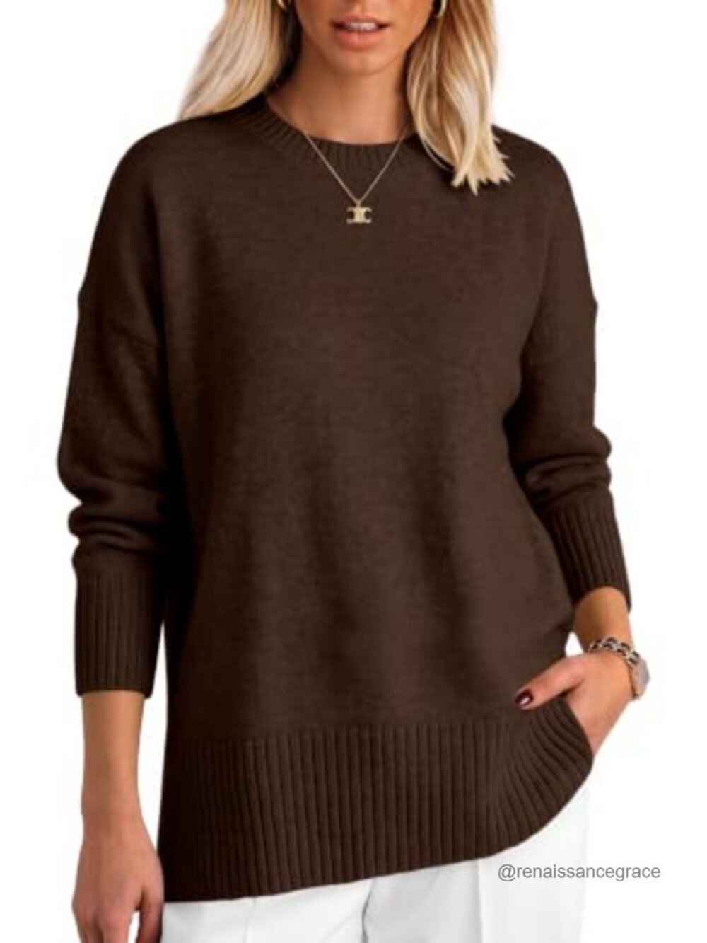 ANRABESS Oversized Batwing Sweater Loose Knit Pullover Fall